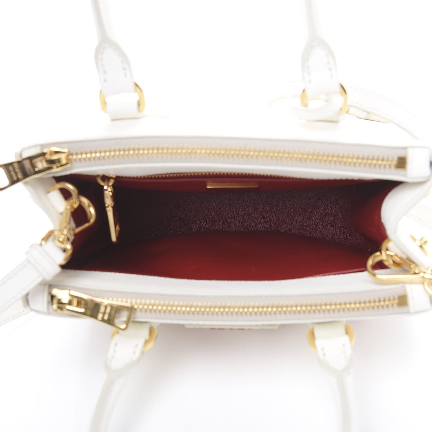 Saffiano Micro Galleria Double Zip Qixi Tote White Fuoco