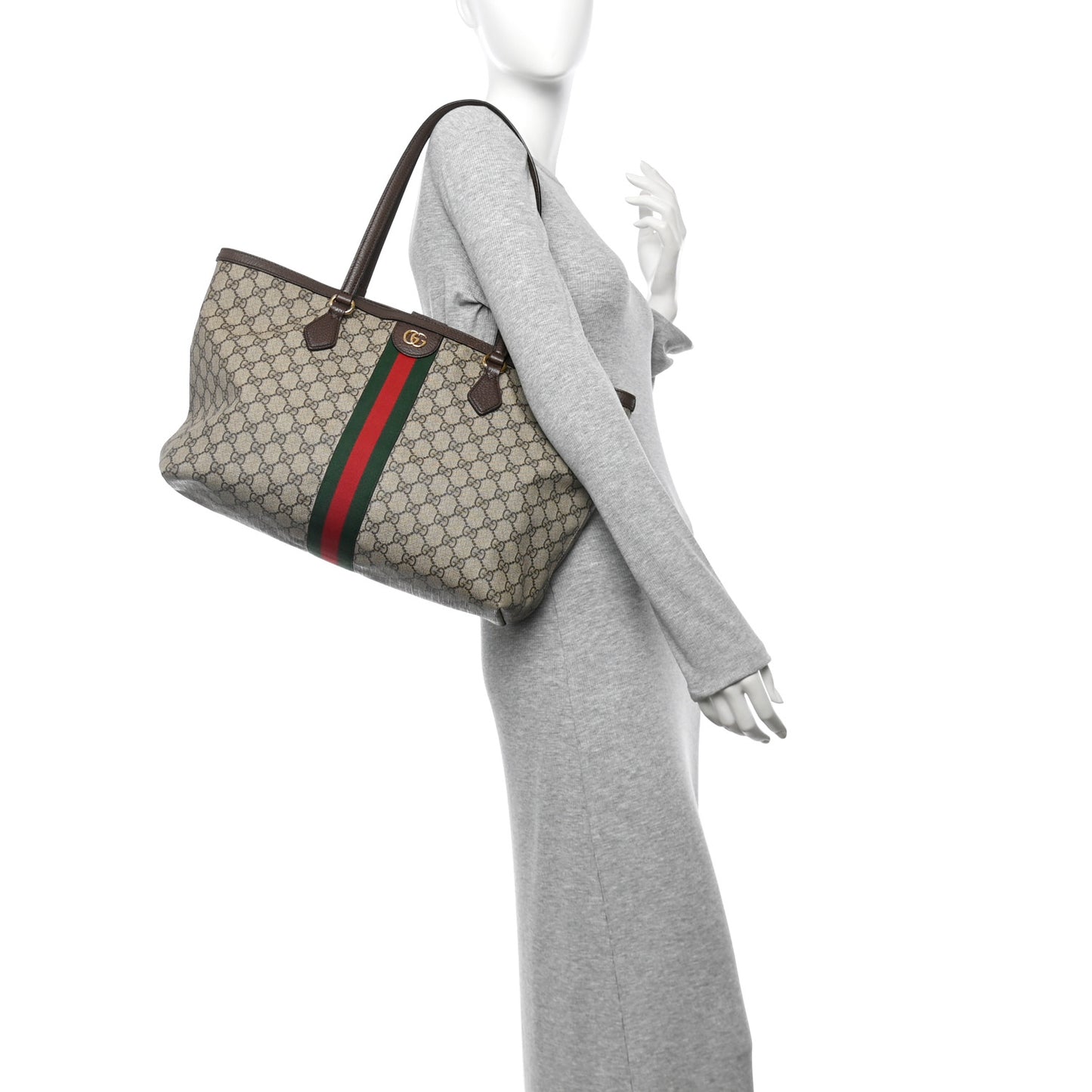 GG Supreme Monogram Medium Ophidia Shopping Tote Brown