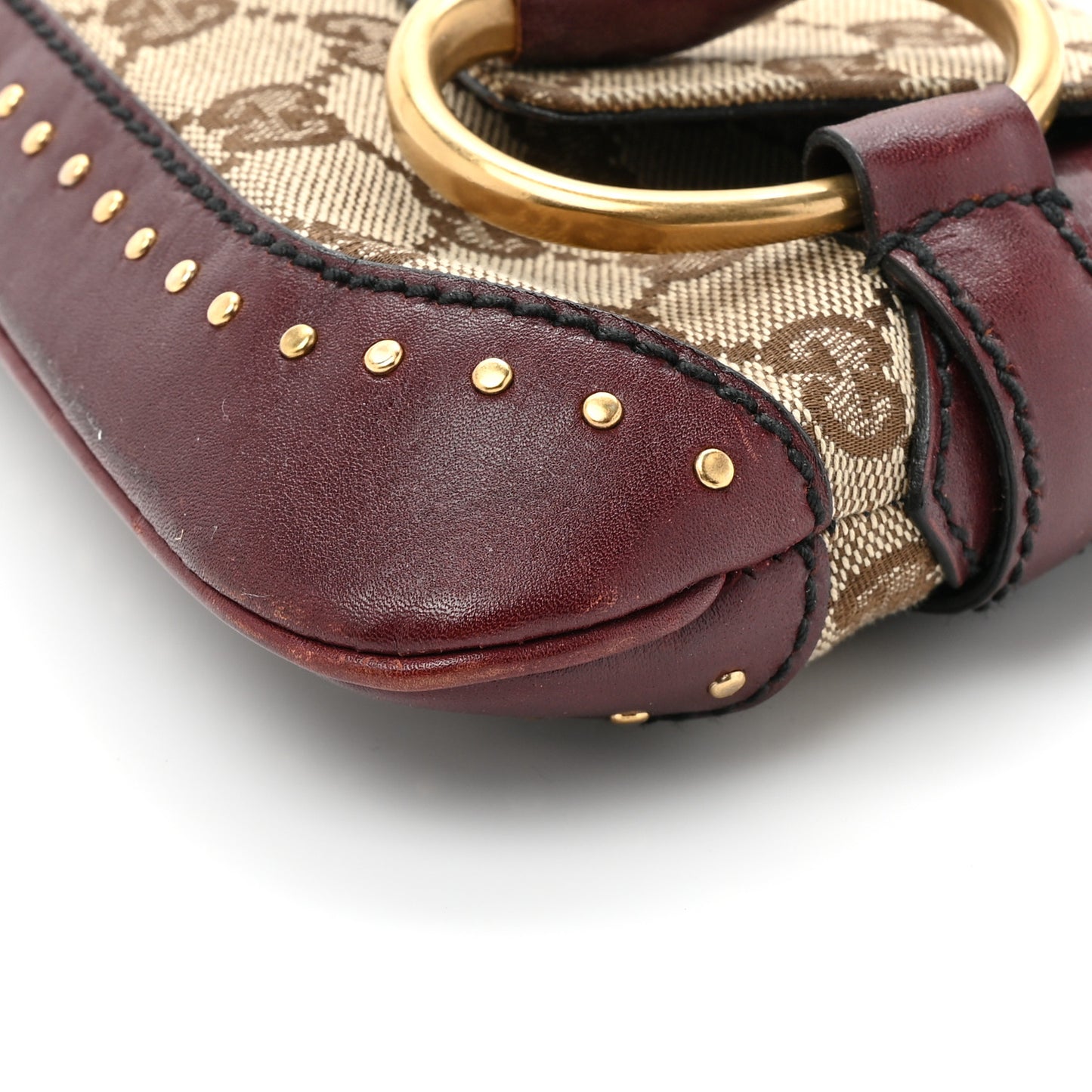 Monogram Studded Horsebit Clutch Bordeaux