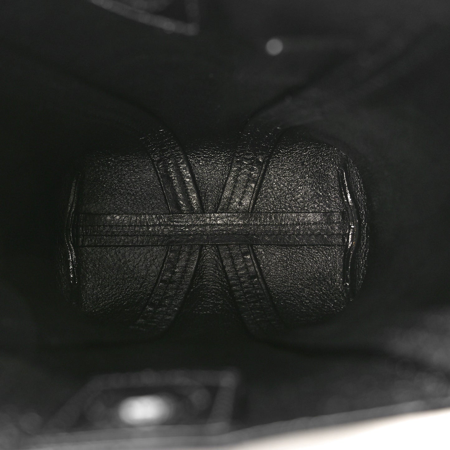 Grained Calfskin Small Spin Tote Black