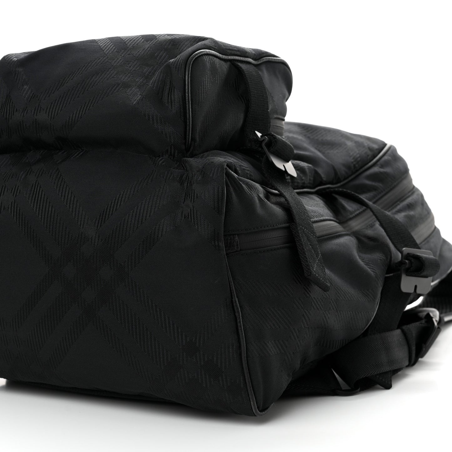 Nylon Jacquard Check Backpack Black