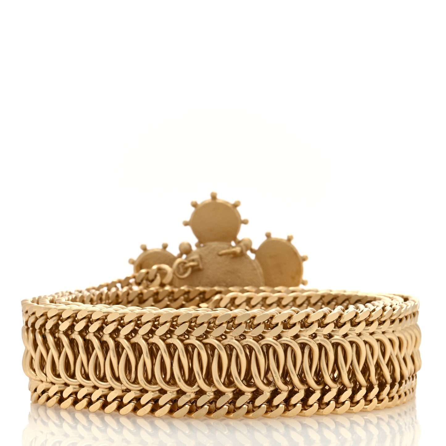 Metal Natural Stones Logo Chain Belt Gold