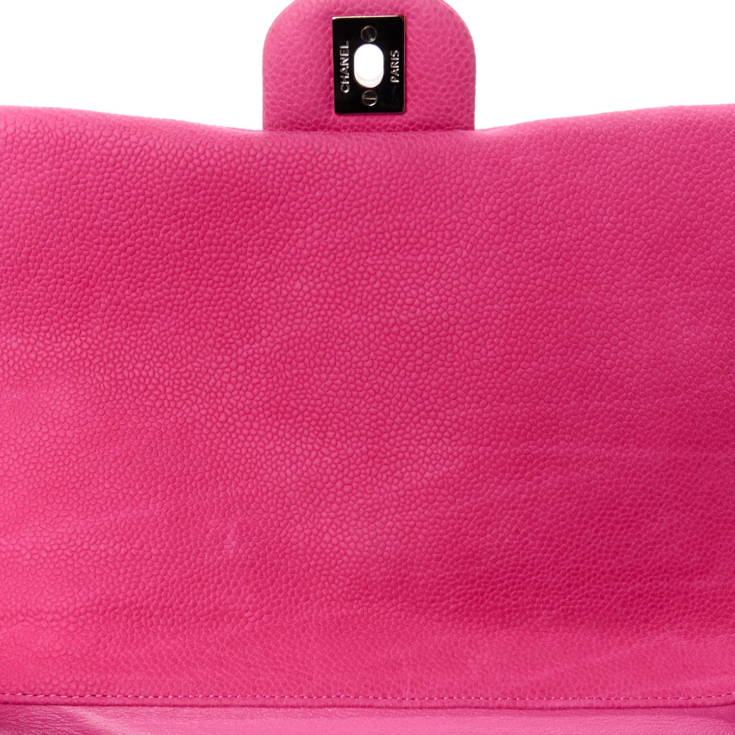 Iridescent Caviar Quilted Clutch with Chain Flap Pink