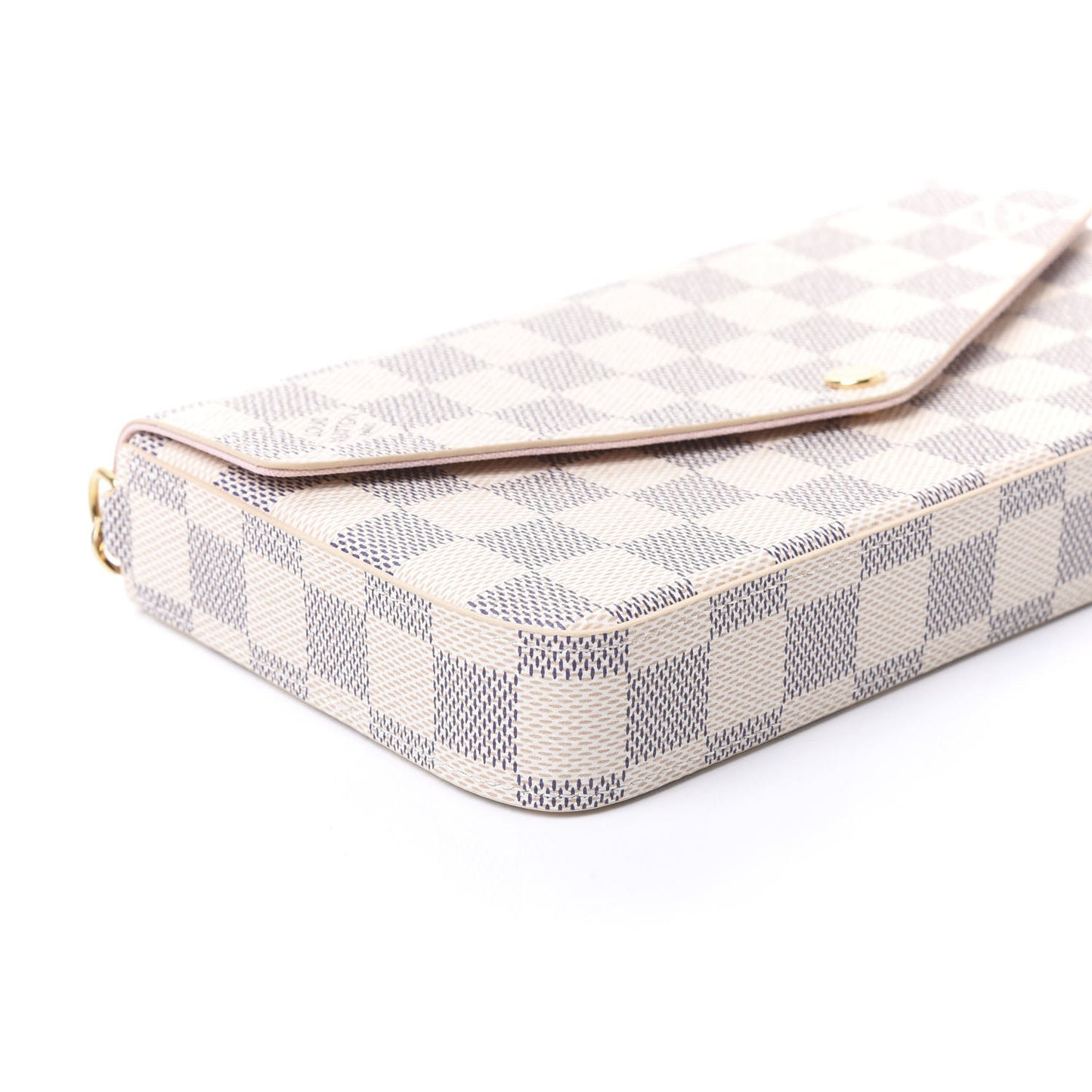 Damier Azur Pochette Felicie Chain Wallet Rose Ballerine