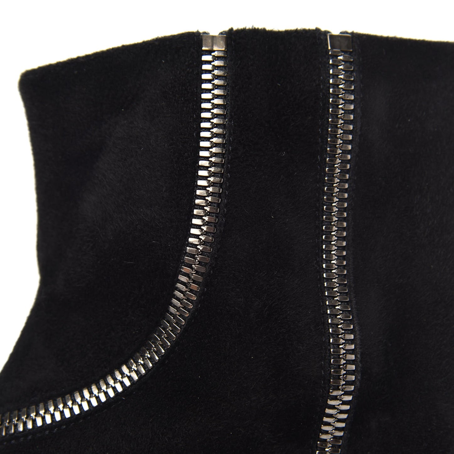 Suede Zipper Platform Pumps Black 35