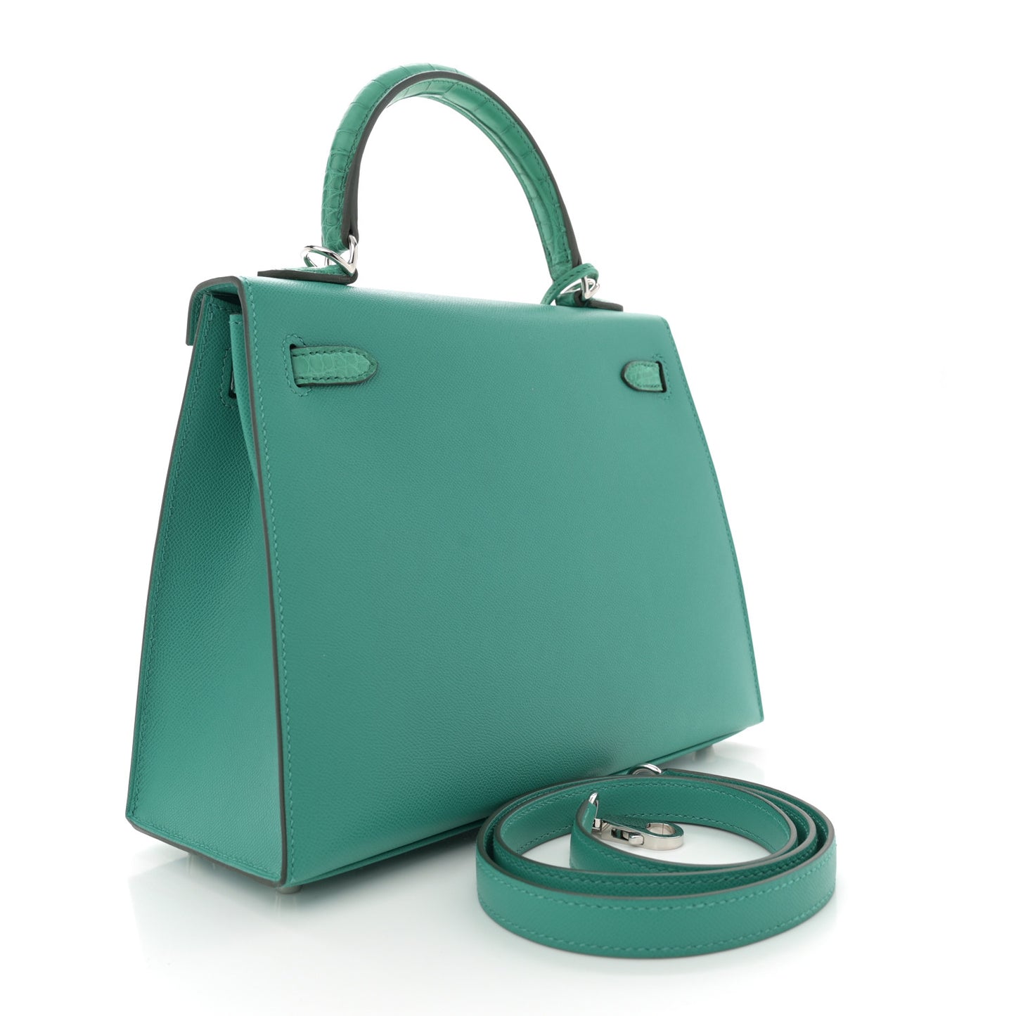 Madame Calfskin Matte Alligator Kelly Sellier Touch 25 Vert Verone Vert Jade