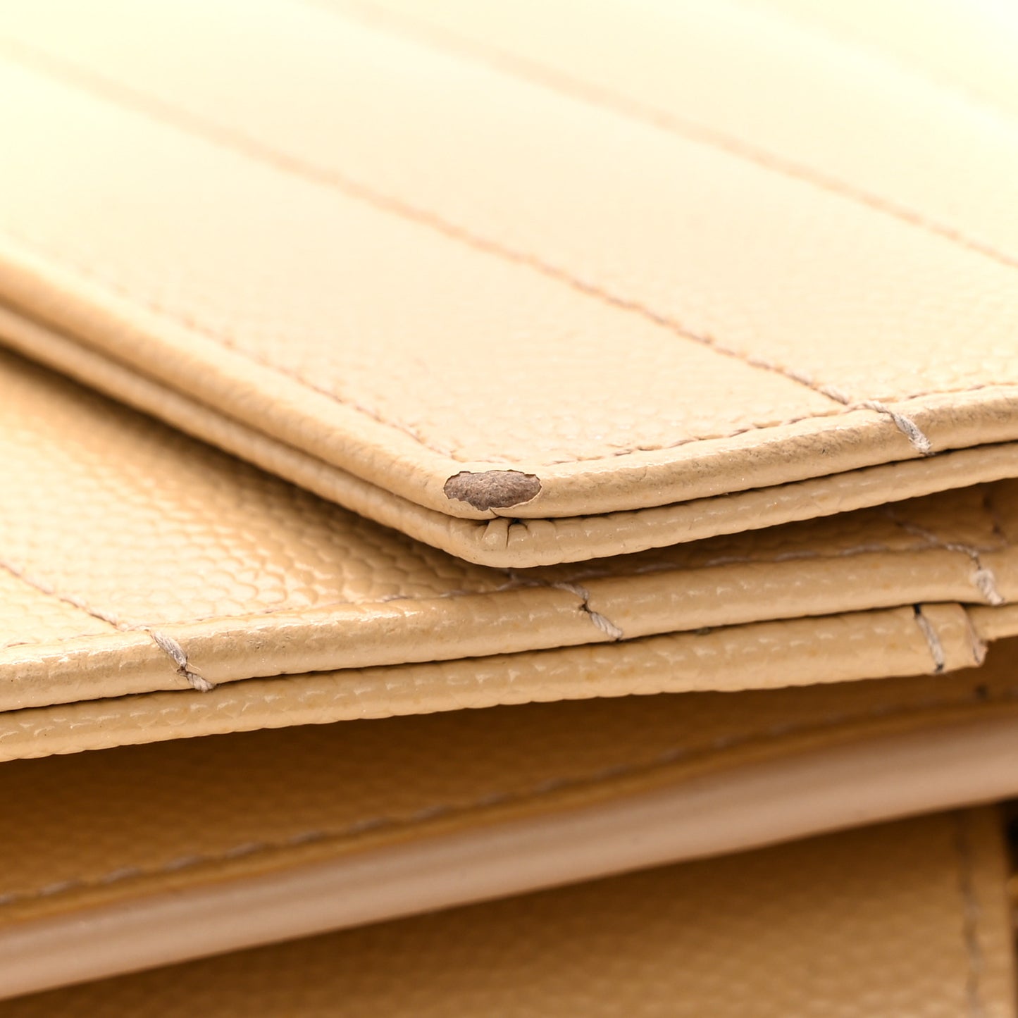 Grain De Poudre Matelasse Chevron Monogram Chain Wallet Dark Beige