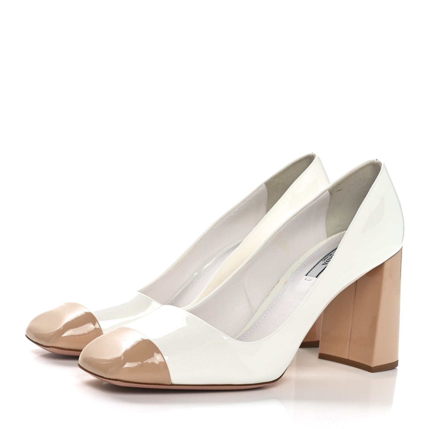 Vernice Block Heel Pumps 41 Bianco Travertine