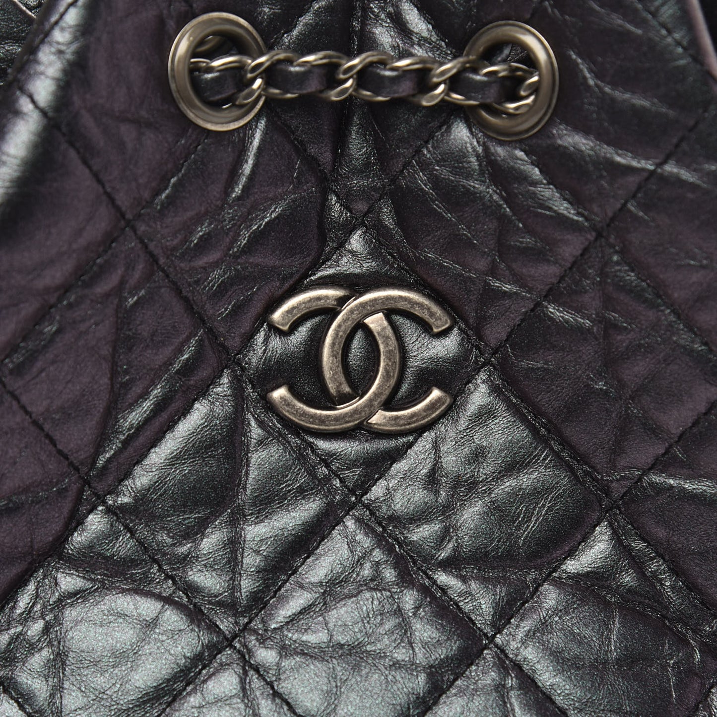 Aged Calfskin Quilted Small Gabrielle Backpack Black