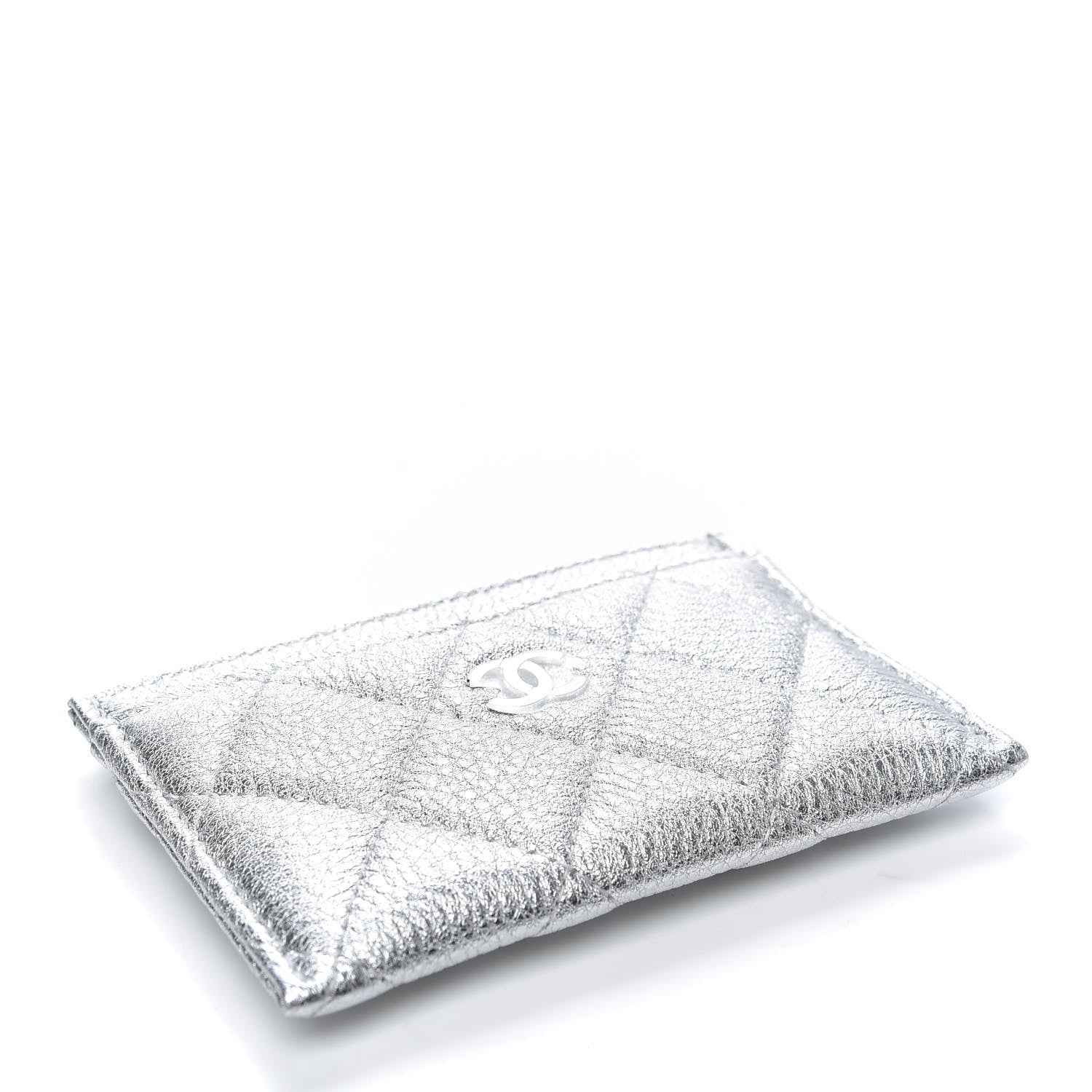 Chanel Metallic Lambskin Quilted Card Holder Silver 4 of 8