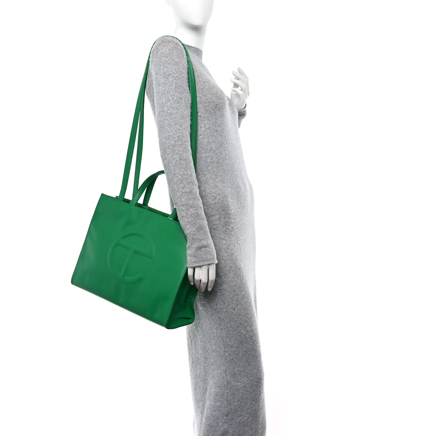 Vegan Leather Medium Shopping Bag Greenscreen