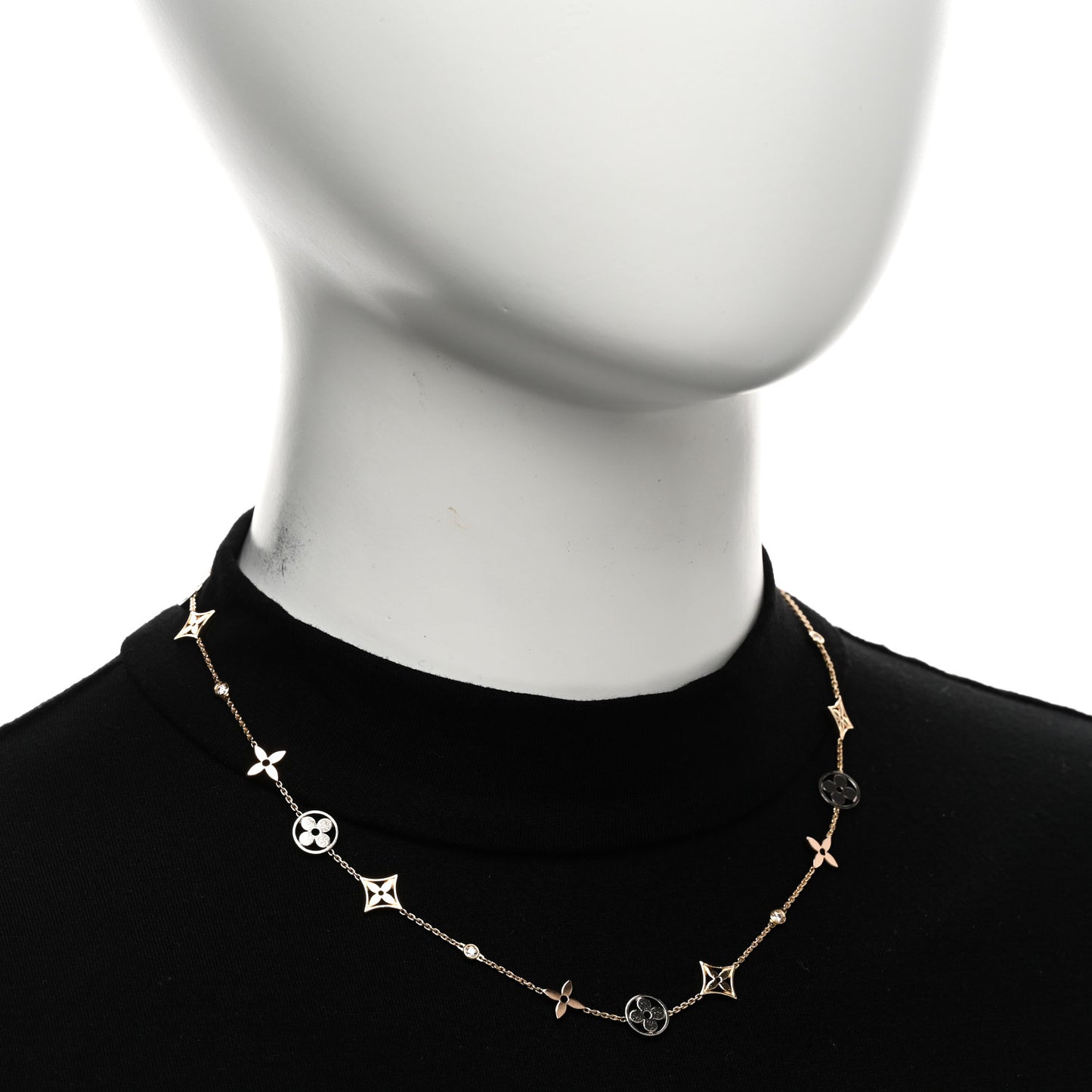 18K Yellow White Rose Gold Diamond Idylle Blossom Station Necklace