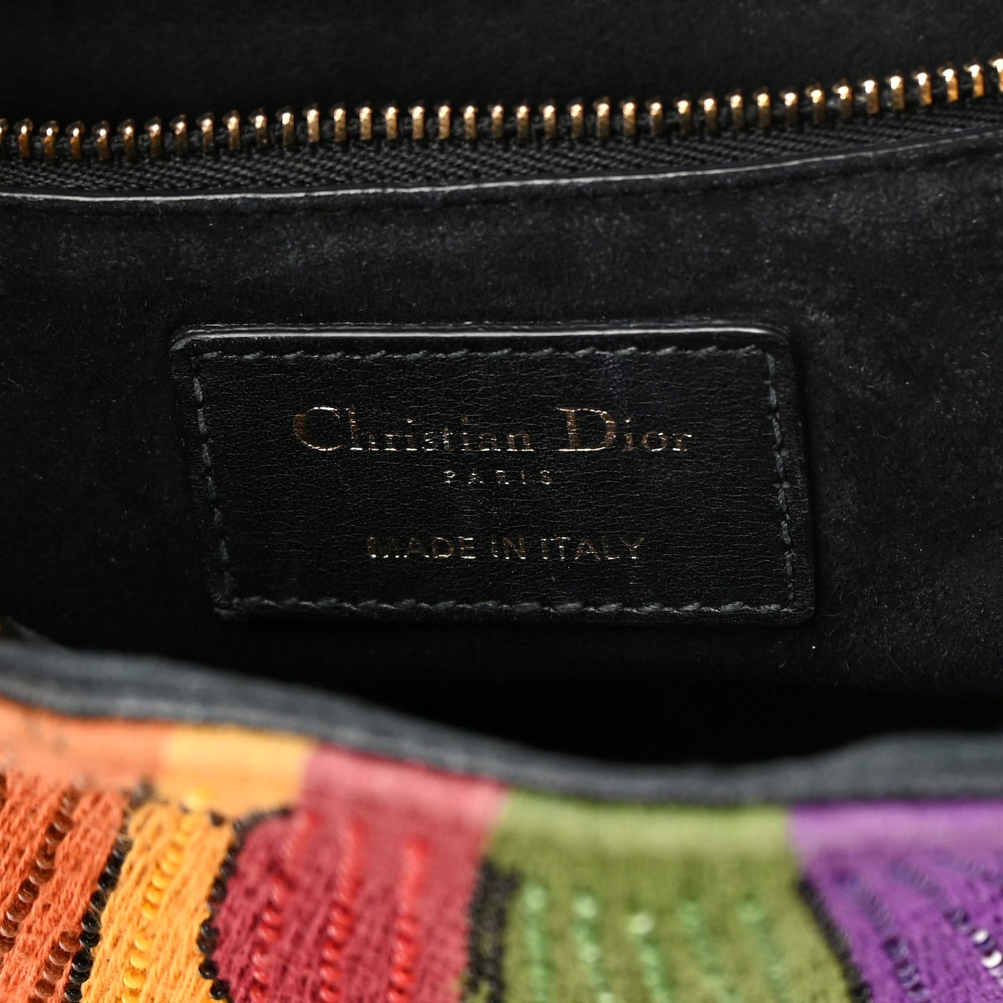 Silk Calfskin Beaded Tarot Judgement Medium Lady Dior Multicolor