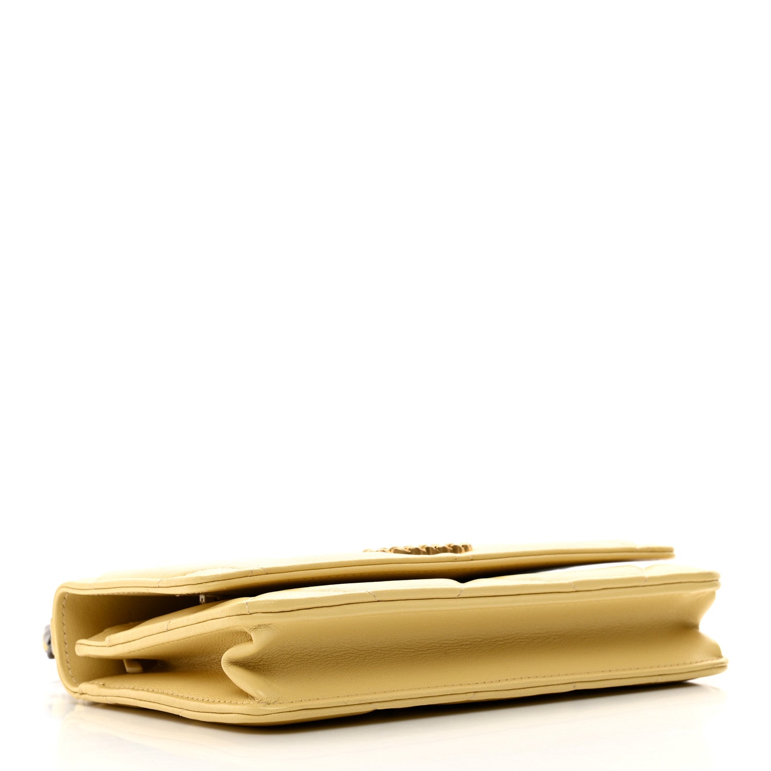 Chanel Lambskin Quilted Chanel 19 Wallet On Chain WOC Yellow 4 of 13