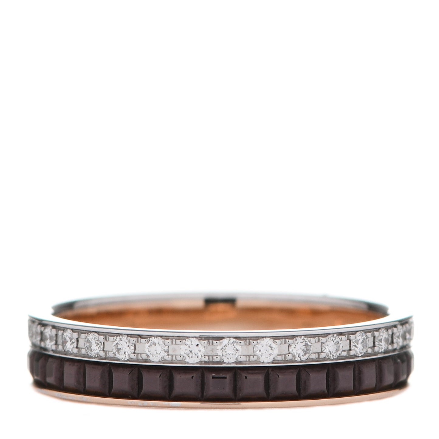 18K Pink White Gold PVD Diamond Quatre Classique Wedding Band Ring 51 5.75