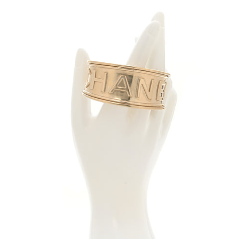 Metal Logo Cuff Bracelet Gold