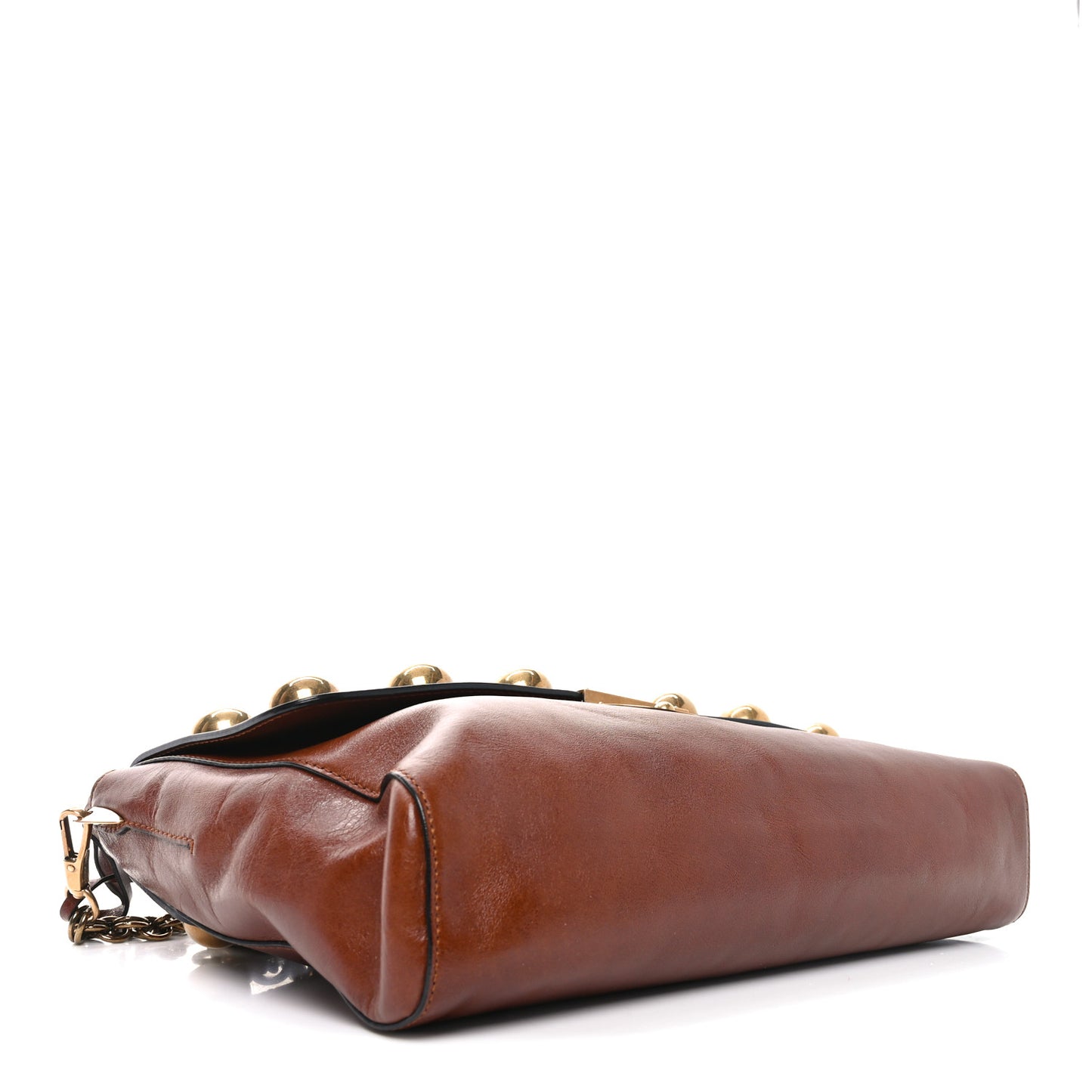 Goatskin Grommet Gotham Shoulder Bag Chestnut