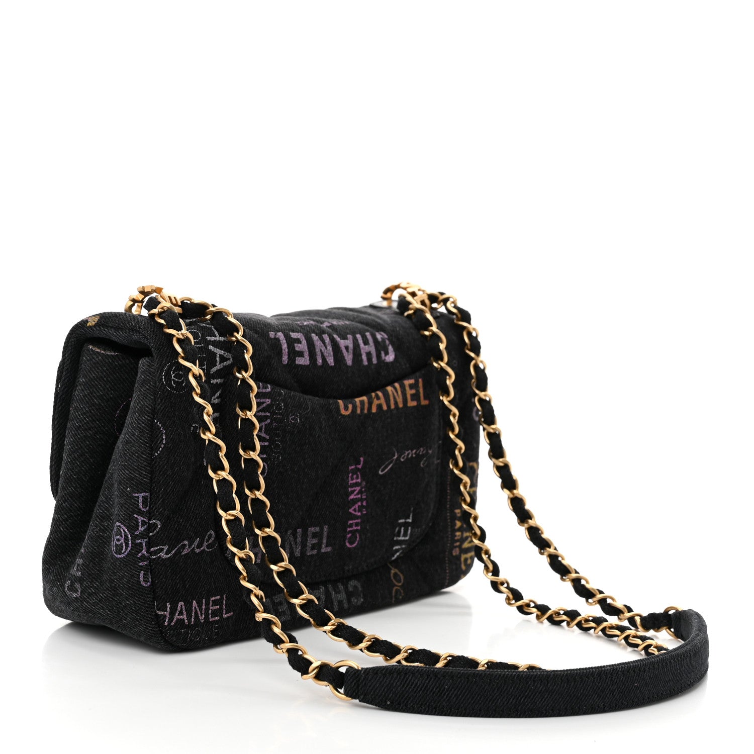 Chanel Denim Quilted Denim Mood Mini Rectangular Flap Black Multicolor 3 of 10