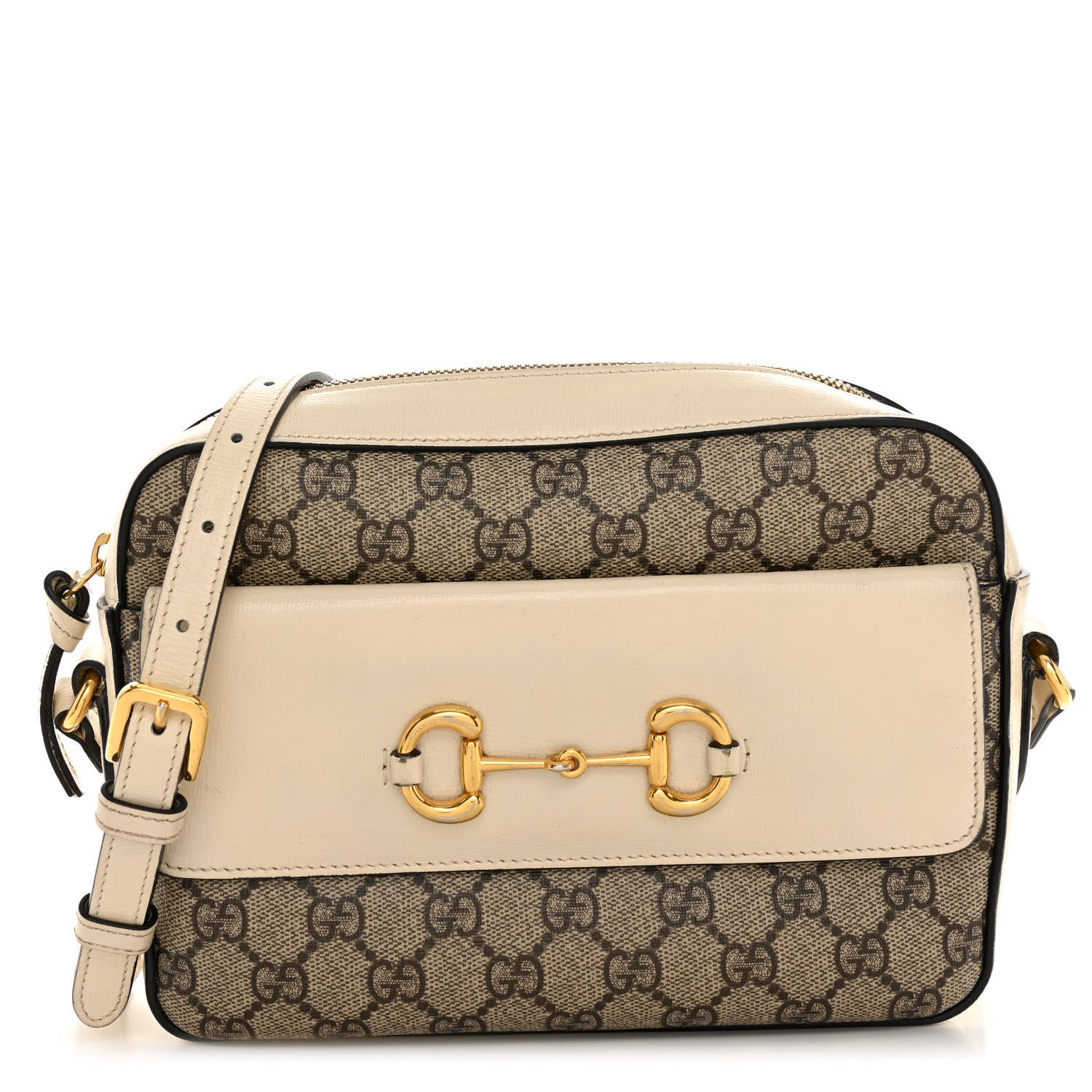 Gucci GG Supreme Monogram Small Horsebit 1955 Shoulder Bag Beige Mystic White 1 of 12