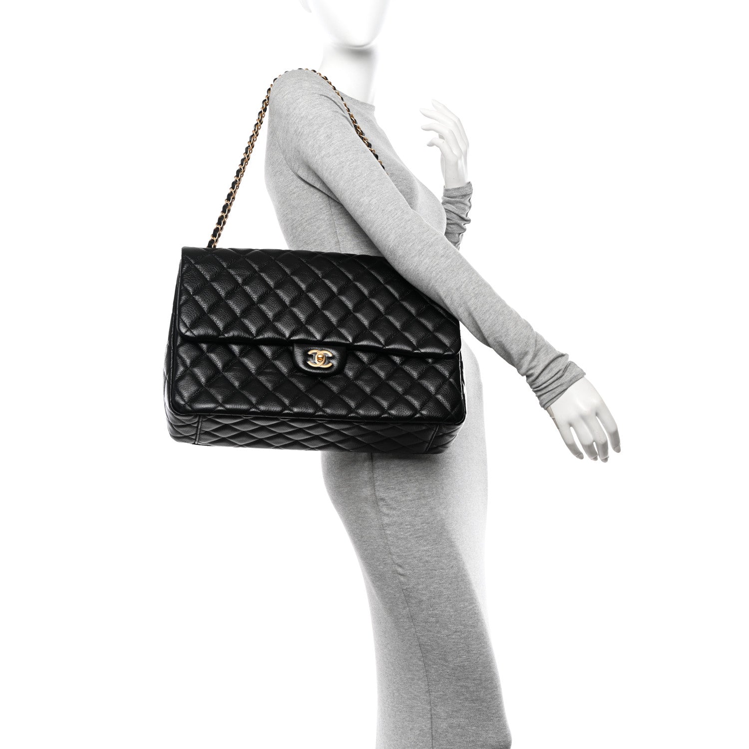 Chanel Grained Calfskin Quilted XXL Travel Flap Bag Black 2 of 10