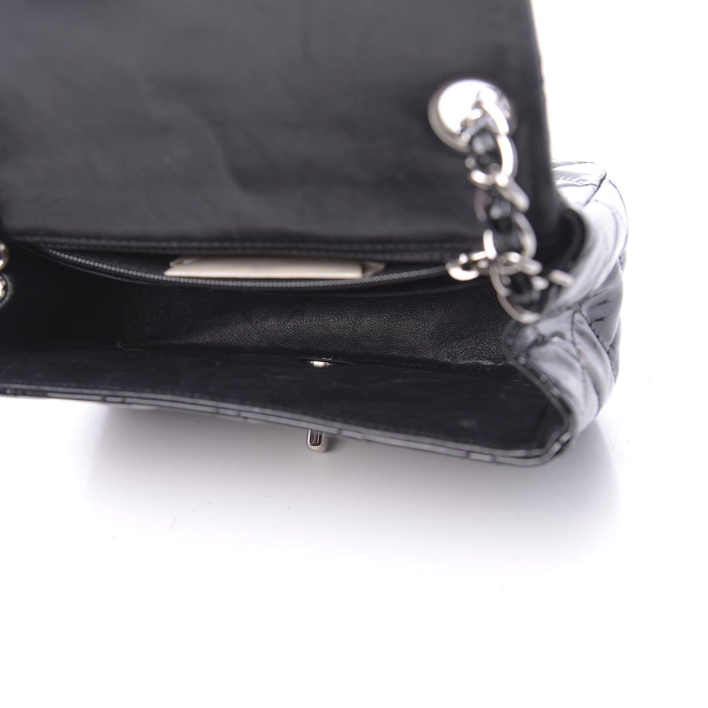 Patent Calfskin Quilted Mini Square Flap Black