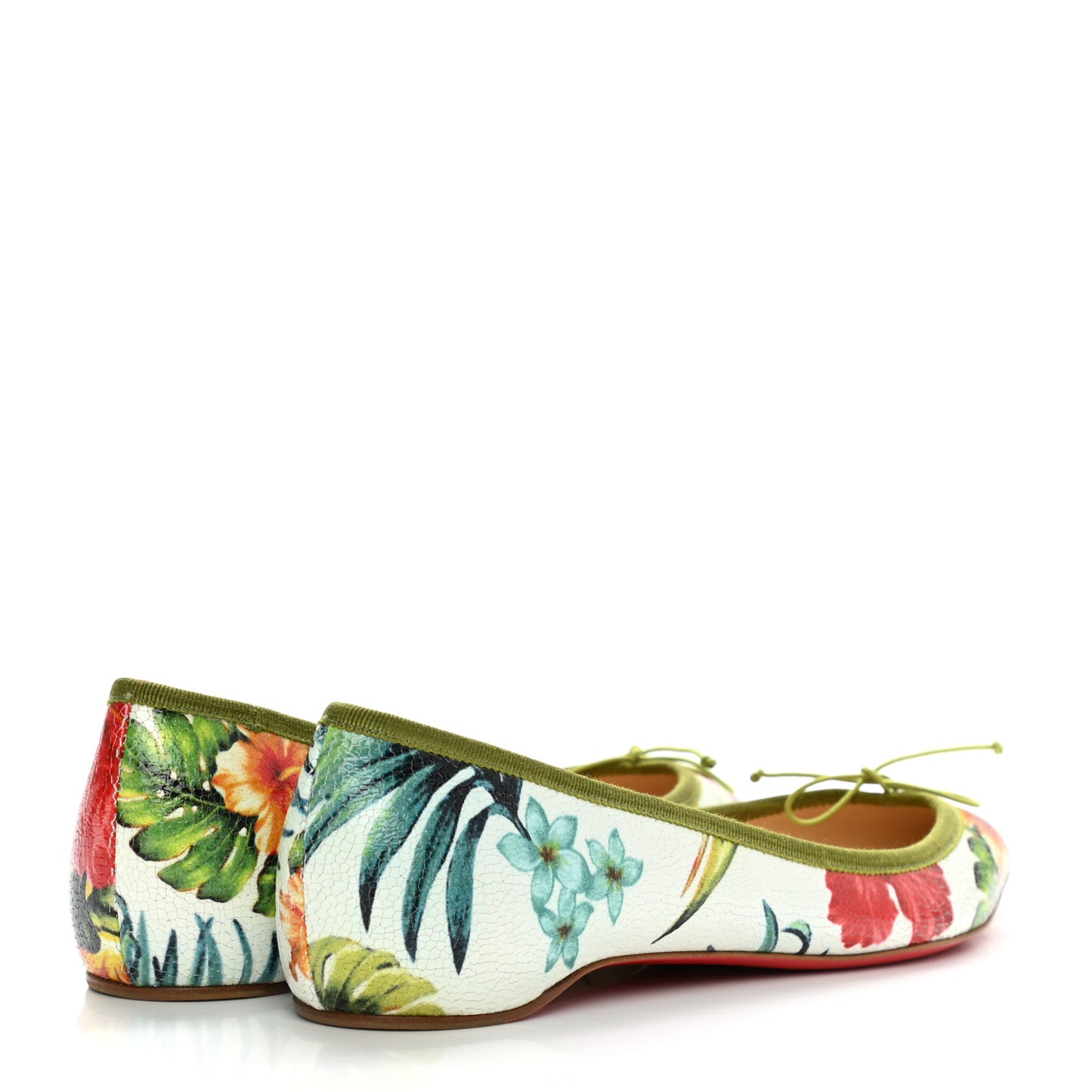Embossed Leather Hawaii Flats 36.5 Multicolor