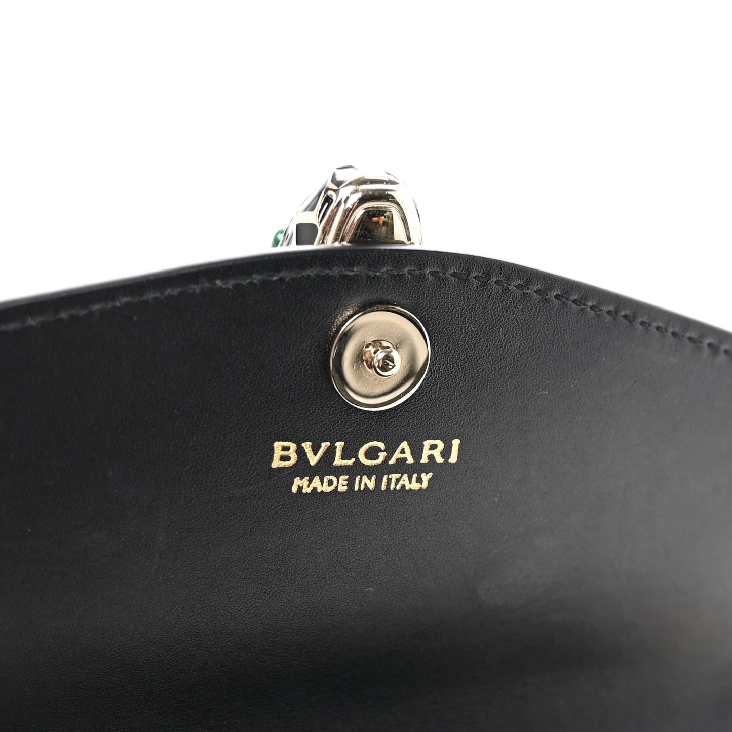 Calfskin Serpenti Forever Chain Wallet Black