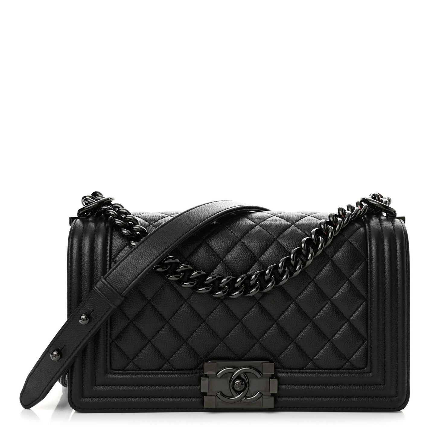 Caviar Quilted Medium Boy Flap So Black