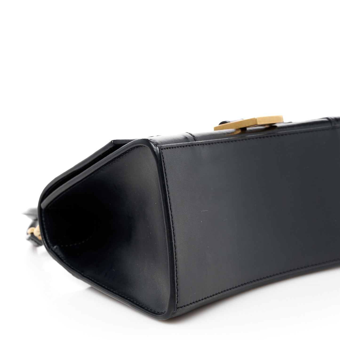 Shiny Box Calfskin Small Hourglass Top Handle Bag Black