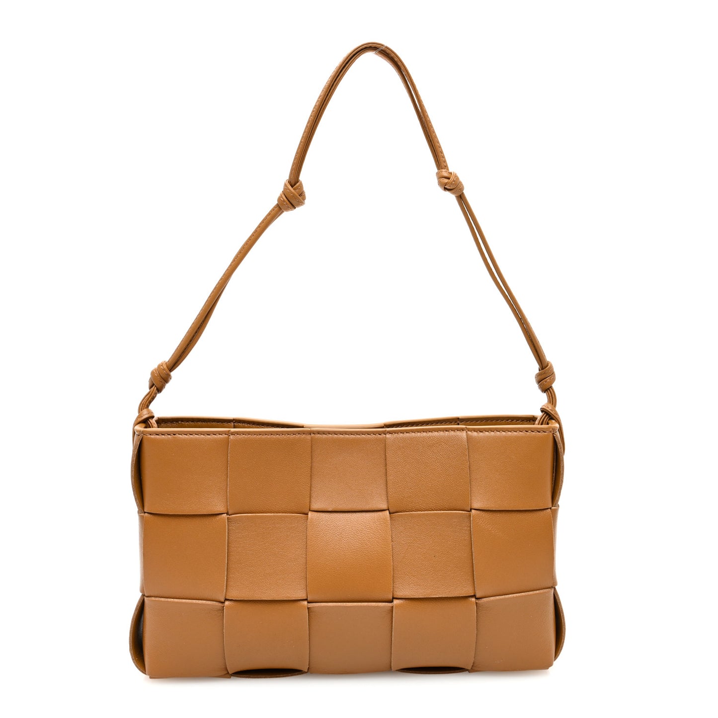 Calfskin Maxi Intrecciato Cassette Pouch On Strap Camel