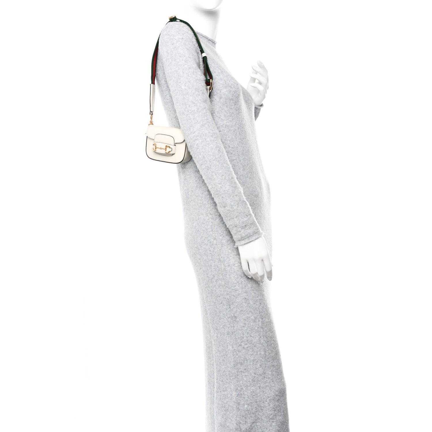 Gucci Azalea Calfskin Web Horsebit 1955 Wallet On Strap Mystic White 3 of 12