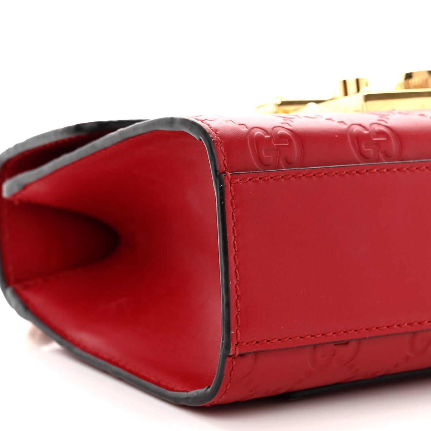 Guccissima Small Padlock Shoulder Bag Hibiscus Red