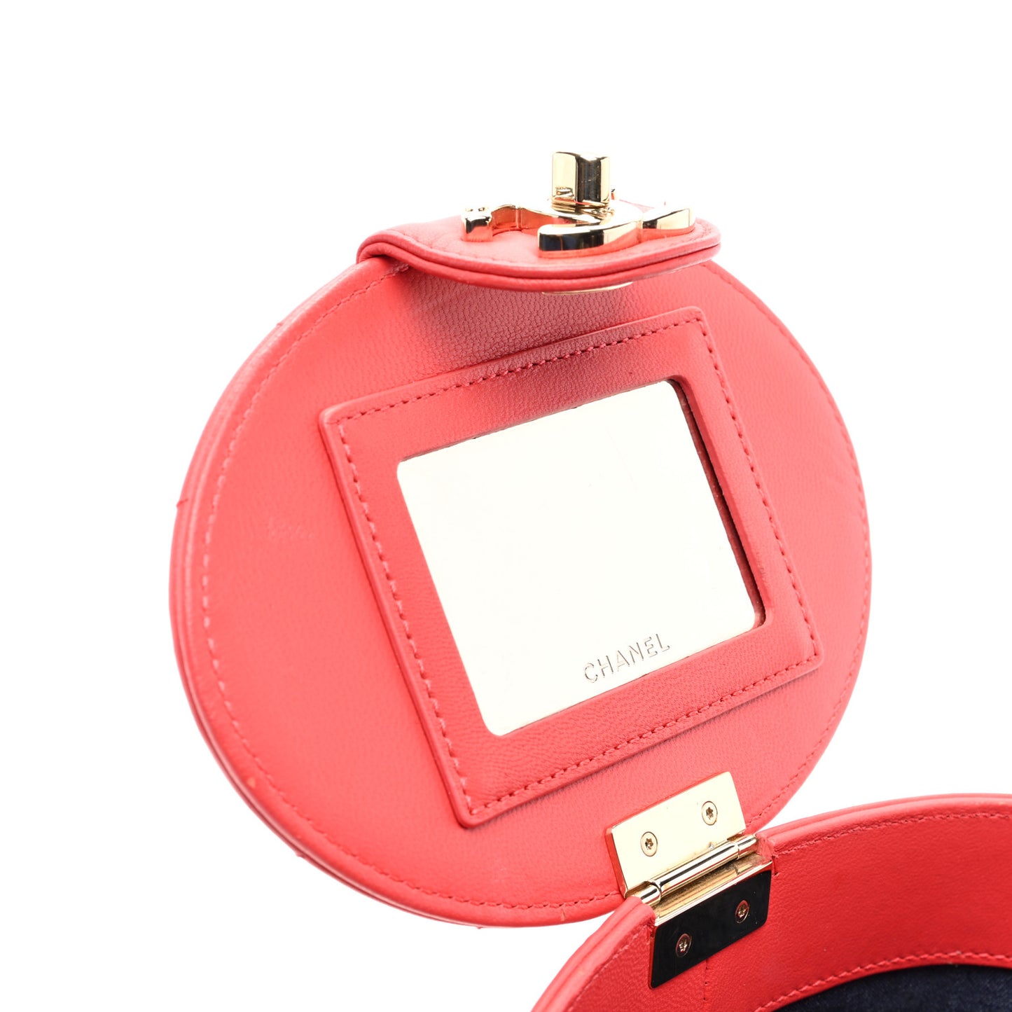 Lambskin Resin Elegant Chain Vanity Case Red