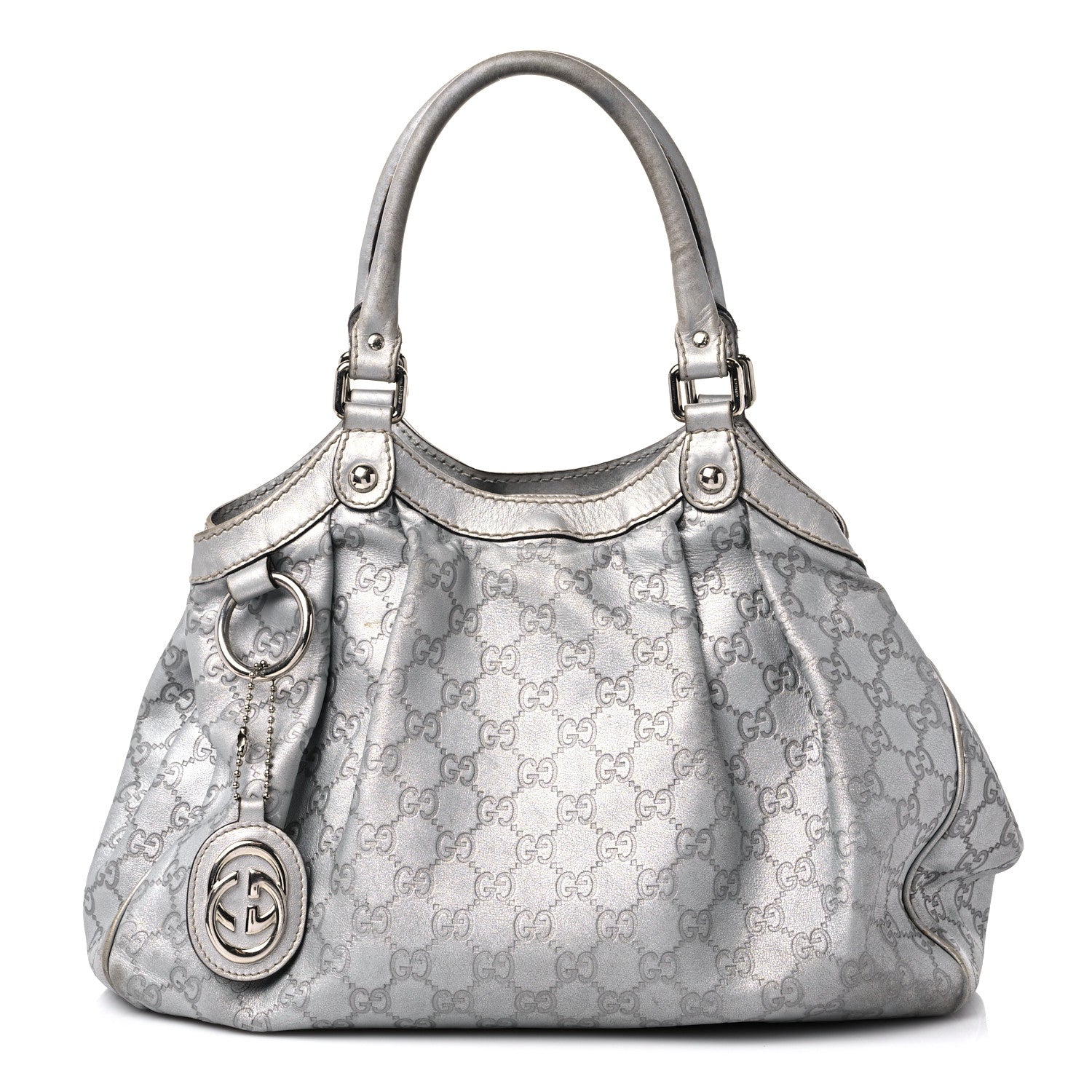 Gucci Metallic Guccissima Medium Sukey Tote Silver 1 of 25