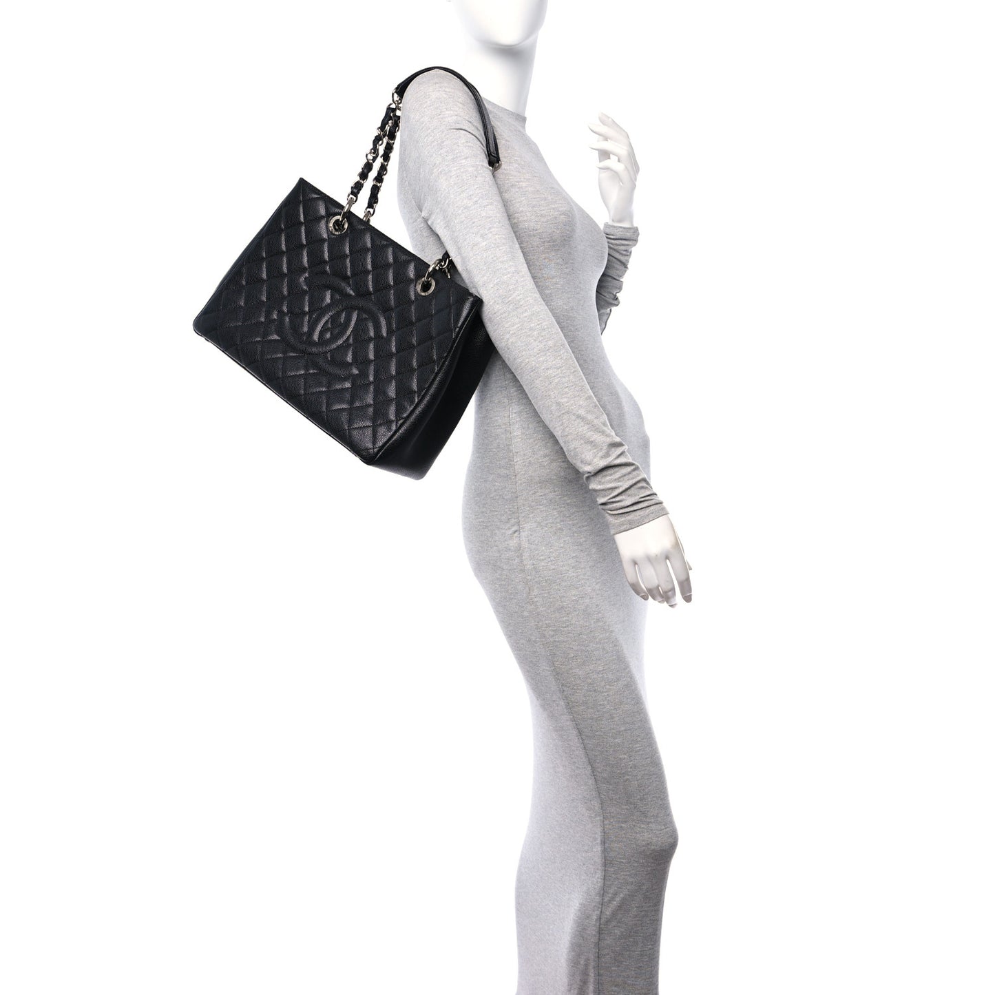 Caviar Quilted Grand Shopping Tote GST Black