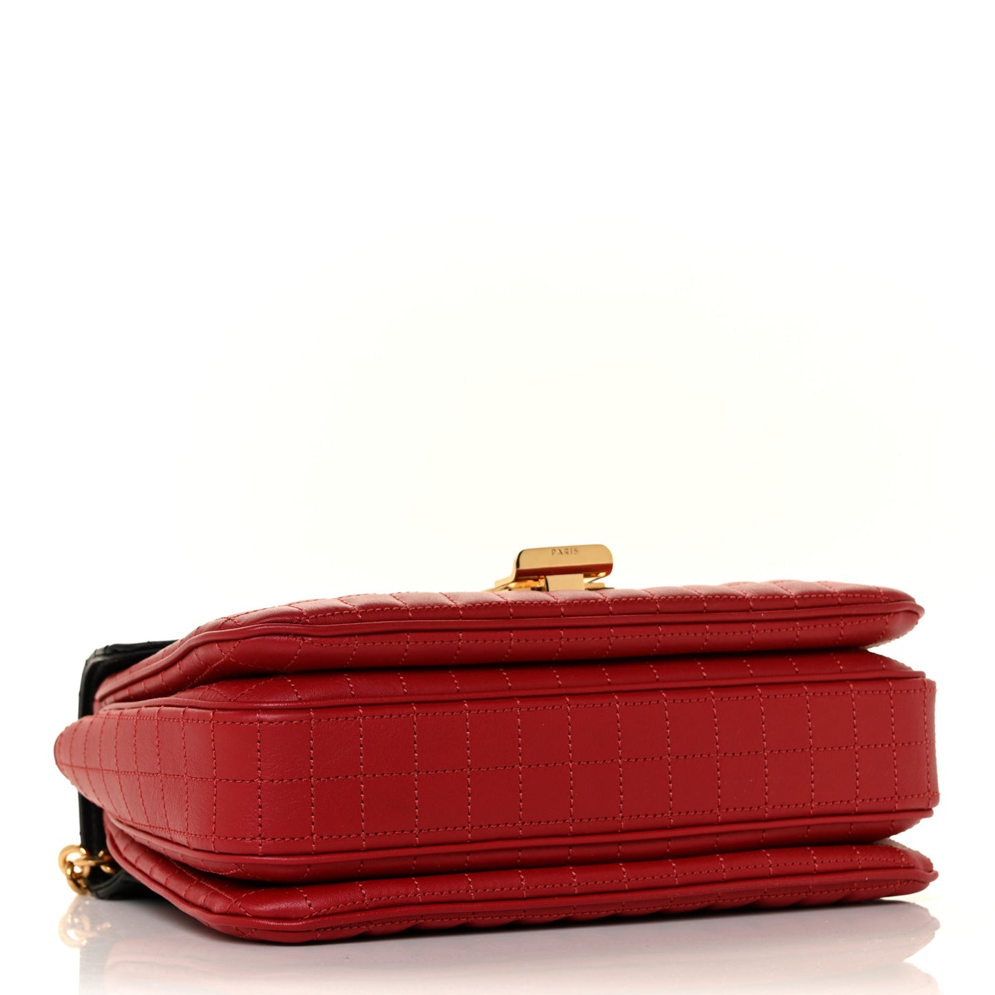 Calfskin Quilted Medium C Bag Red Black