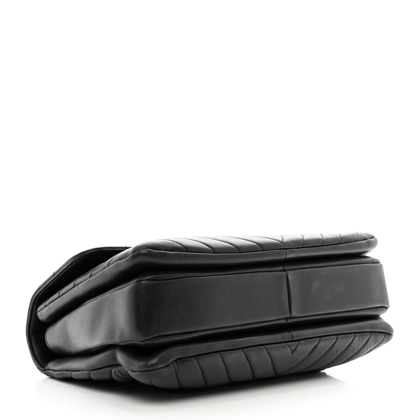 Lambskin Chevron Quilted Medium Trendy CC Dual Handle Flap Bag Black