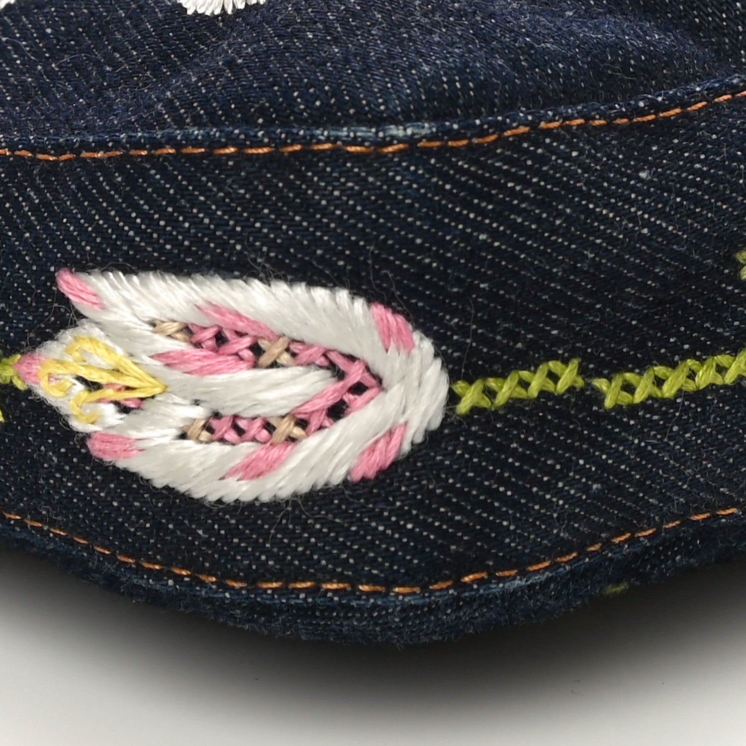 Fendi Denim Embroidered Baguette Blue Multicolor 8 of 9