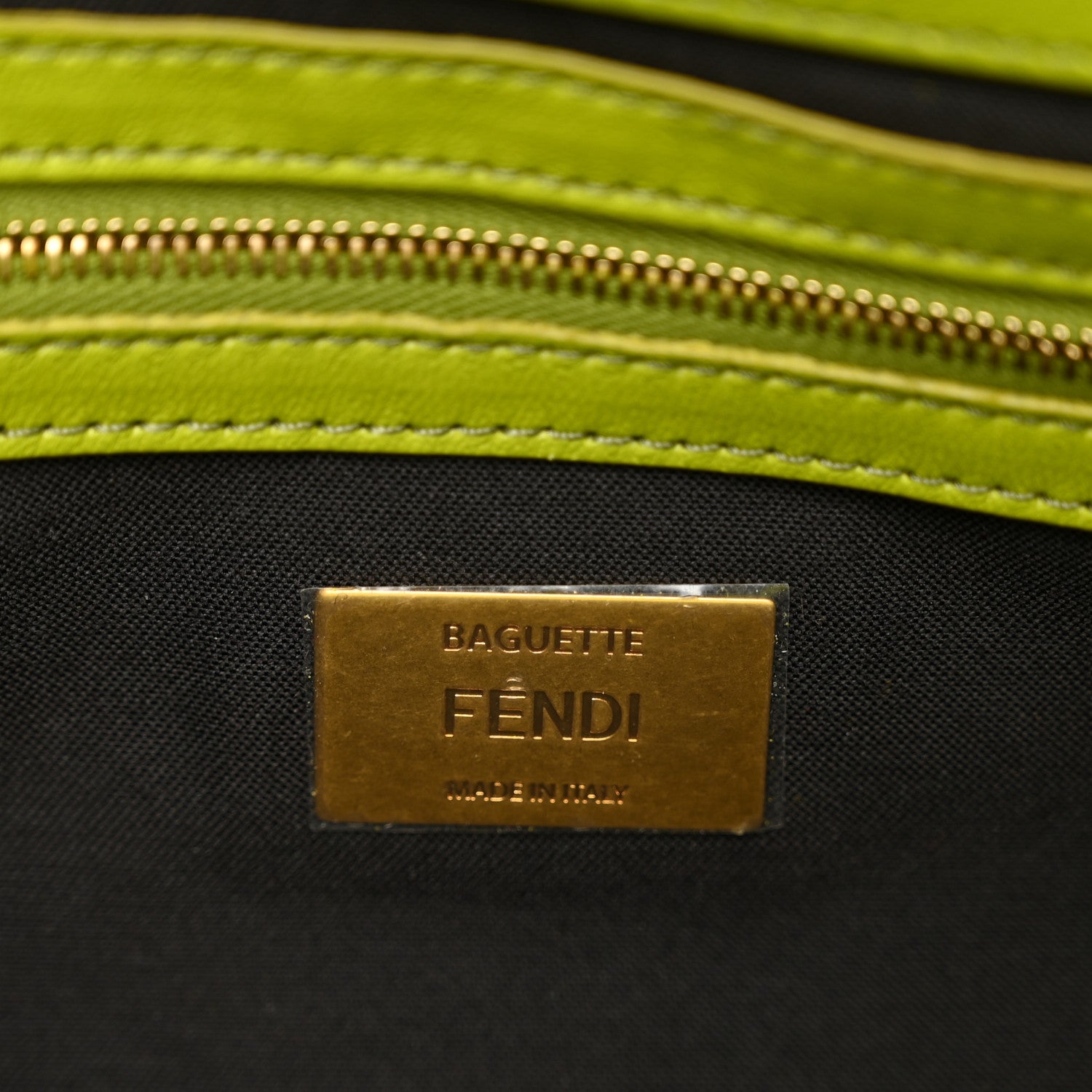Fendi Nappa FF 1974 Embossed Baguette Wasabi 7 of 9