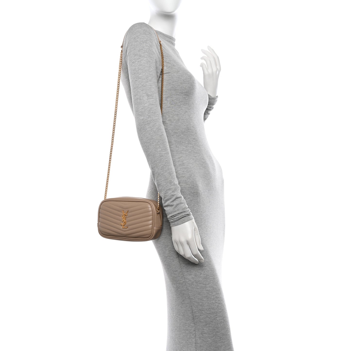 Grain De Poudre Matelasse Monogram Mini Lou Camera Bag Dark Beige