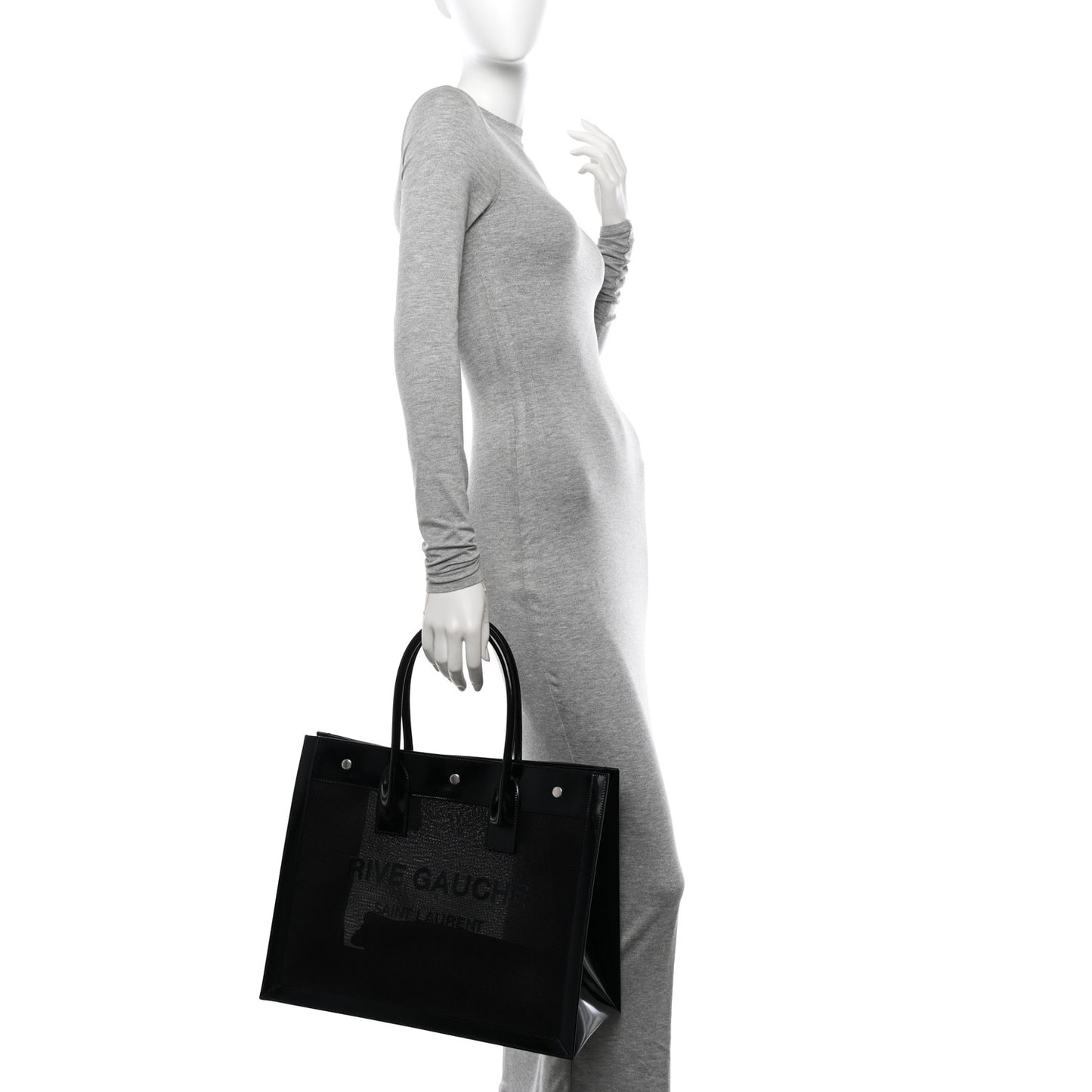 Mesh Patent Rive Gauche Tote Black