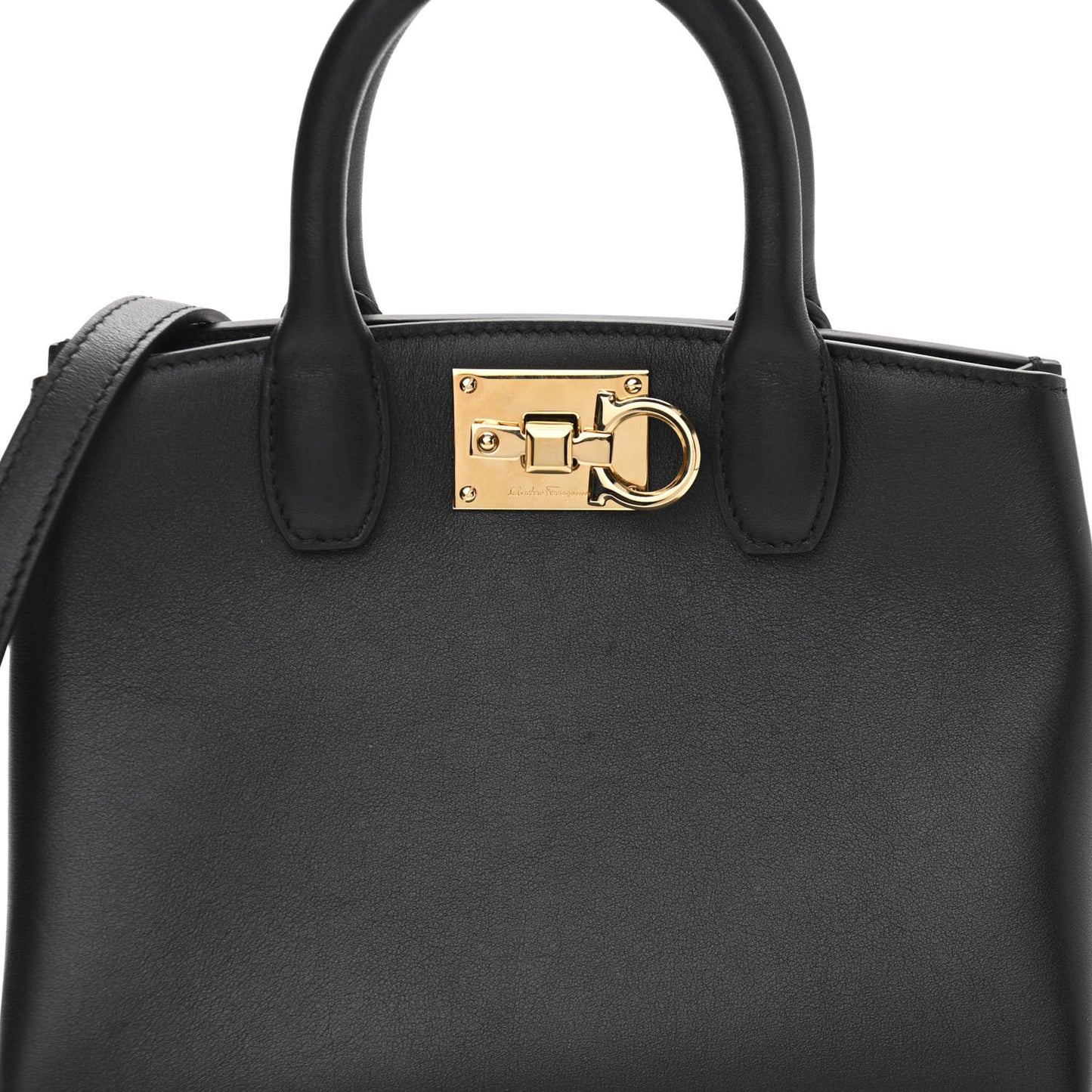 Calfskin Small The Studio Box Bag Black