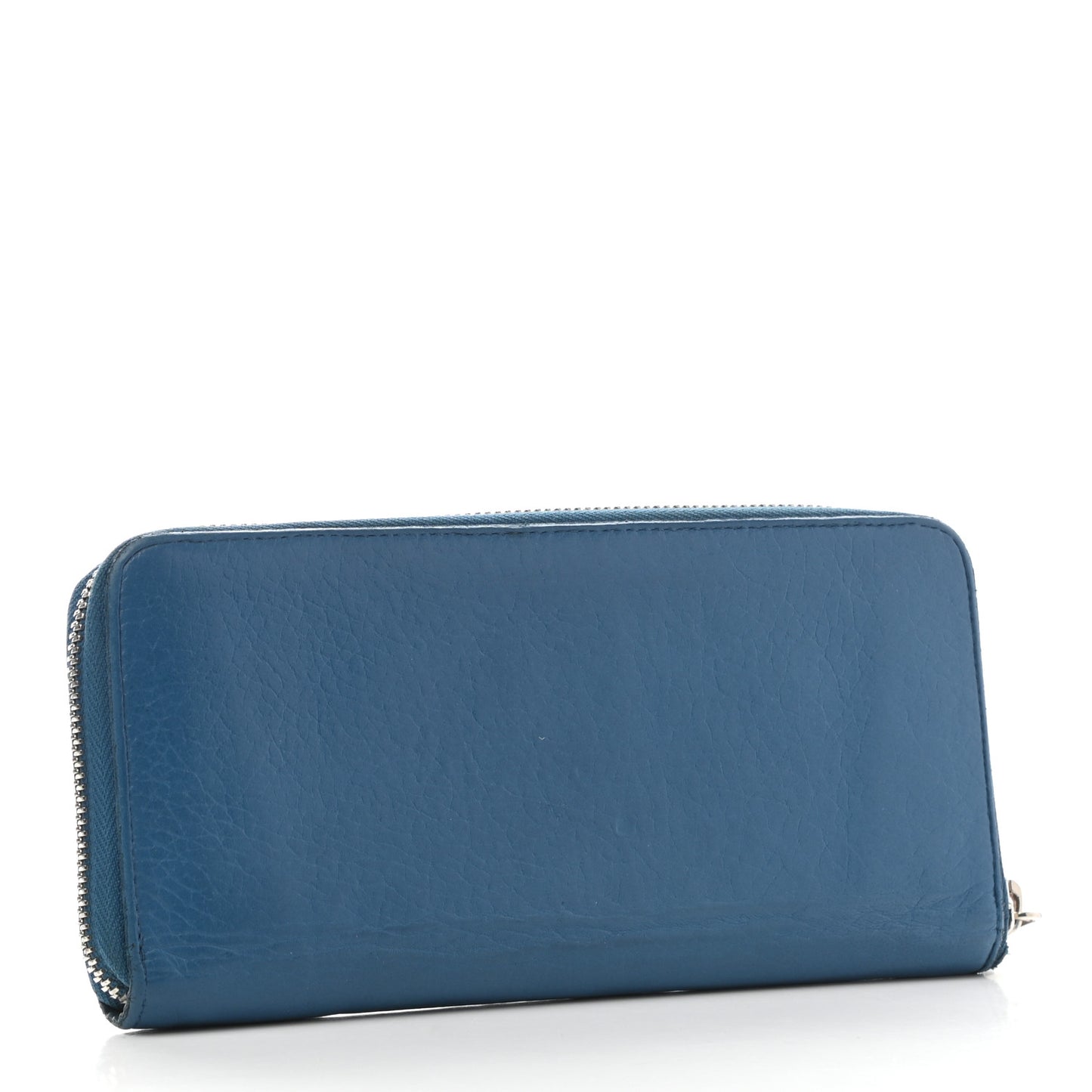 Taurillon Vertical Zippy Wallet Bleu Canard