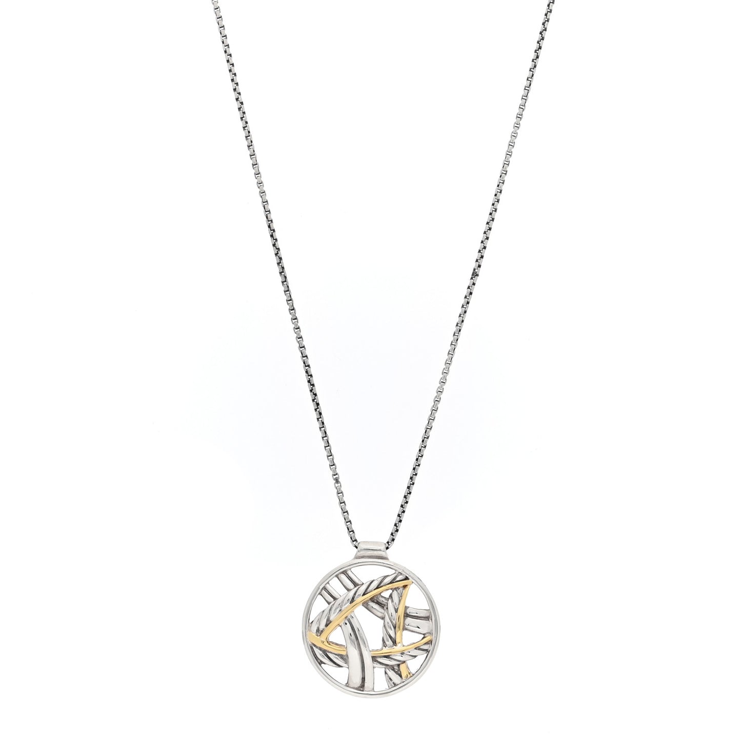 Sterling Silver 18K Yellow Gold Papyrus Pendant Necklace
