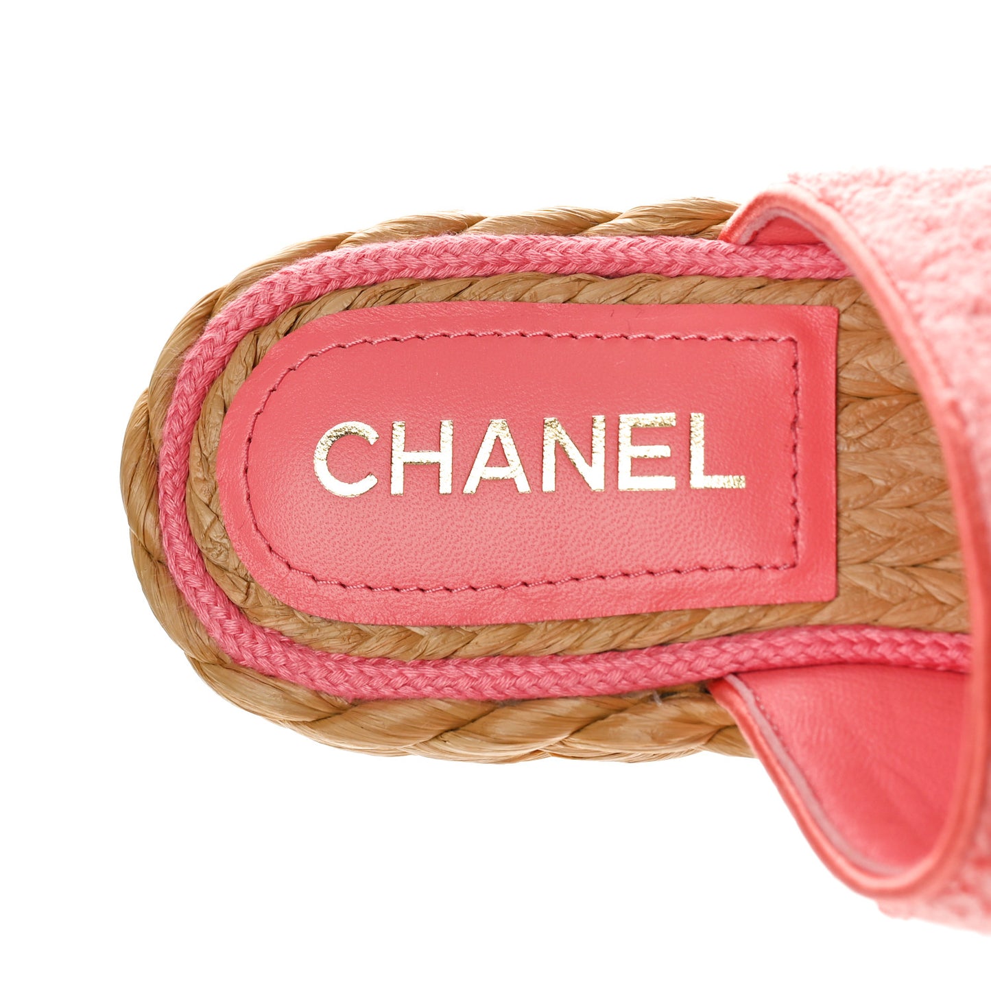 Terry Cloth Raffia CC Logo Thong Sandals 37 Pink