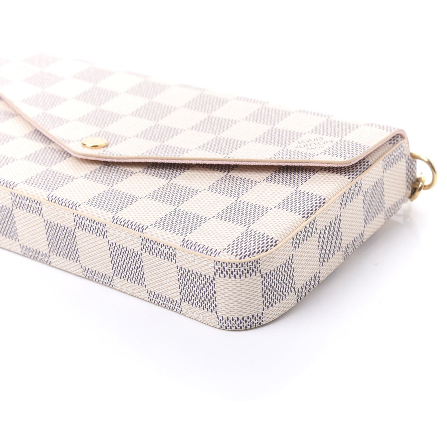 Damier Azur Pochette Felicie Chain Wallet Rose Ballerine