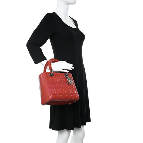 Patent Cannage Medium Lady Dior Red
