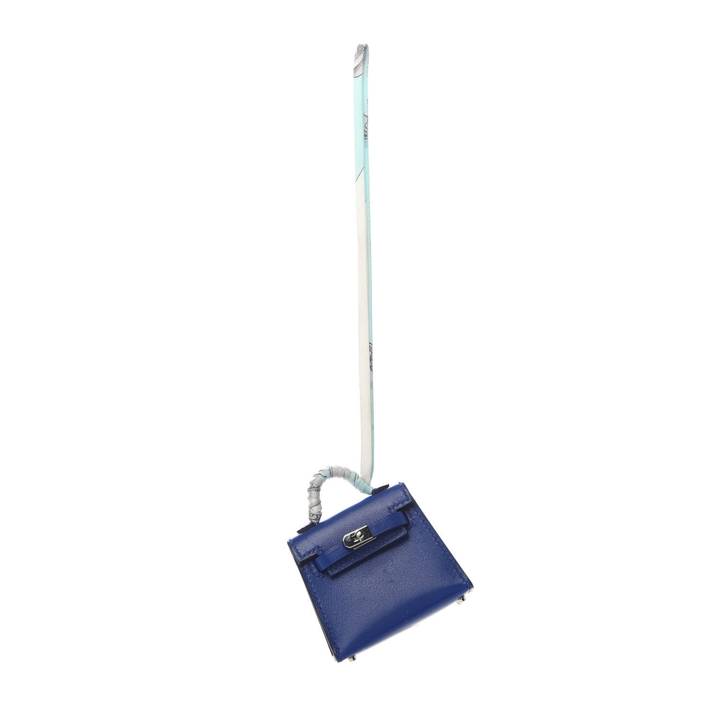 Tadelakt Mini Kelly Twilly Bag Charm Bleu Electrique