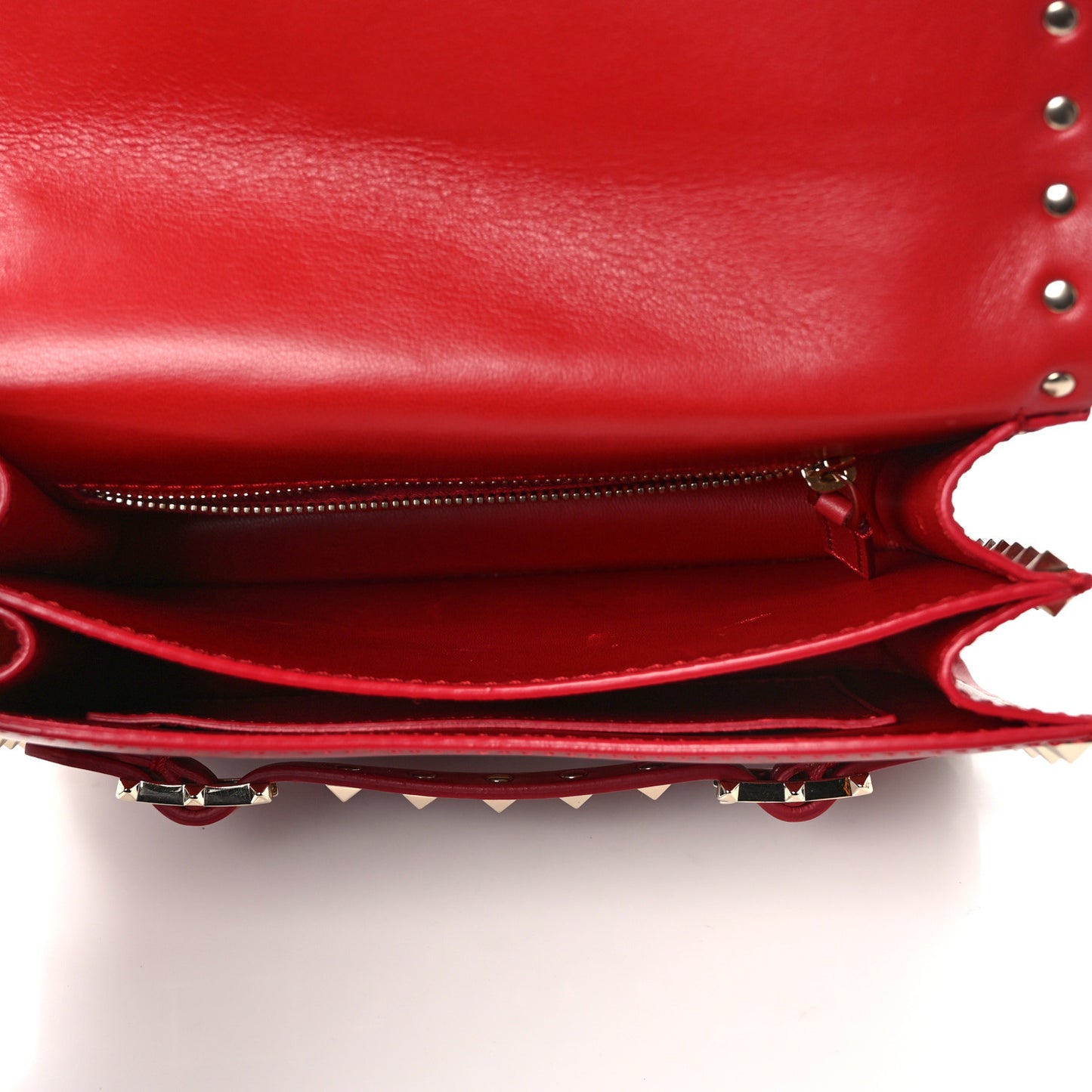 Calfskin Rockstud Flap Shoulder Bag Rosso Valentino