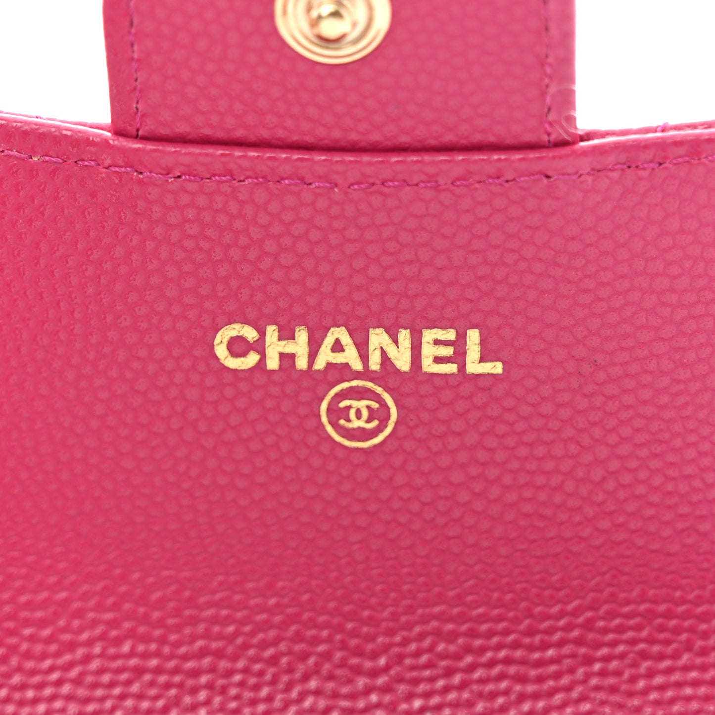 Caviar Quilted Flap Card Holder Wallet Fuchsia